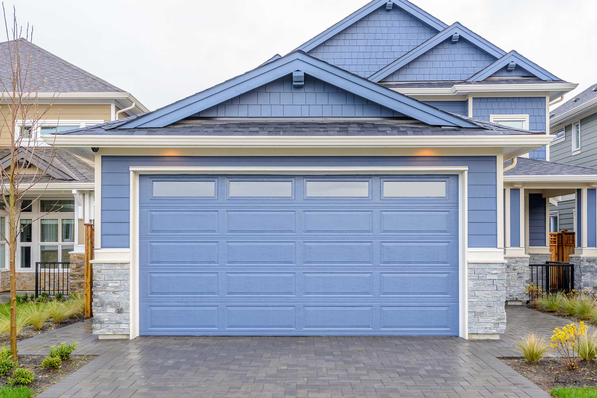 Blue finished Metal Garage Doors with Windows