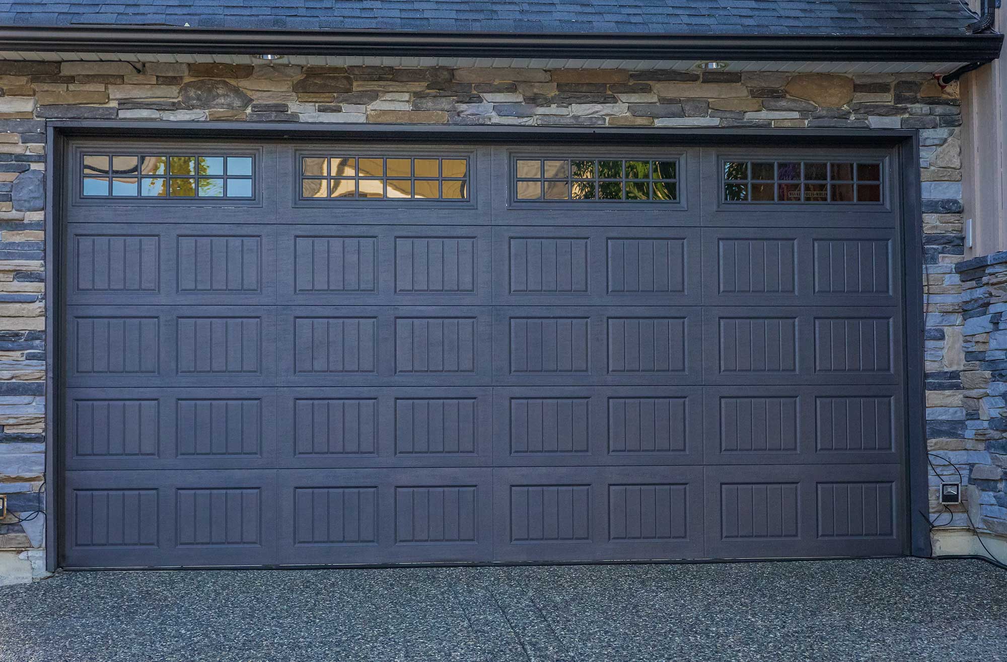 Deep blue gray single garage door replacement