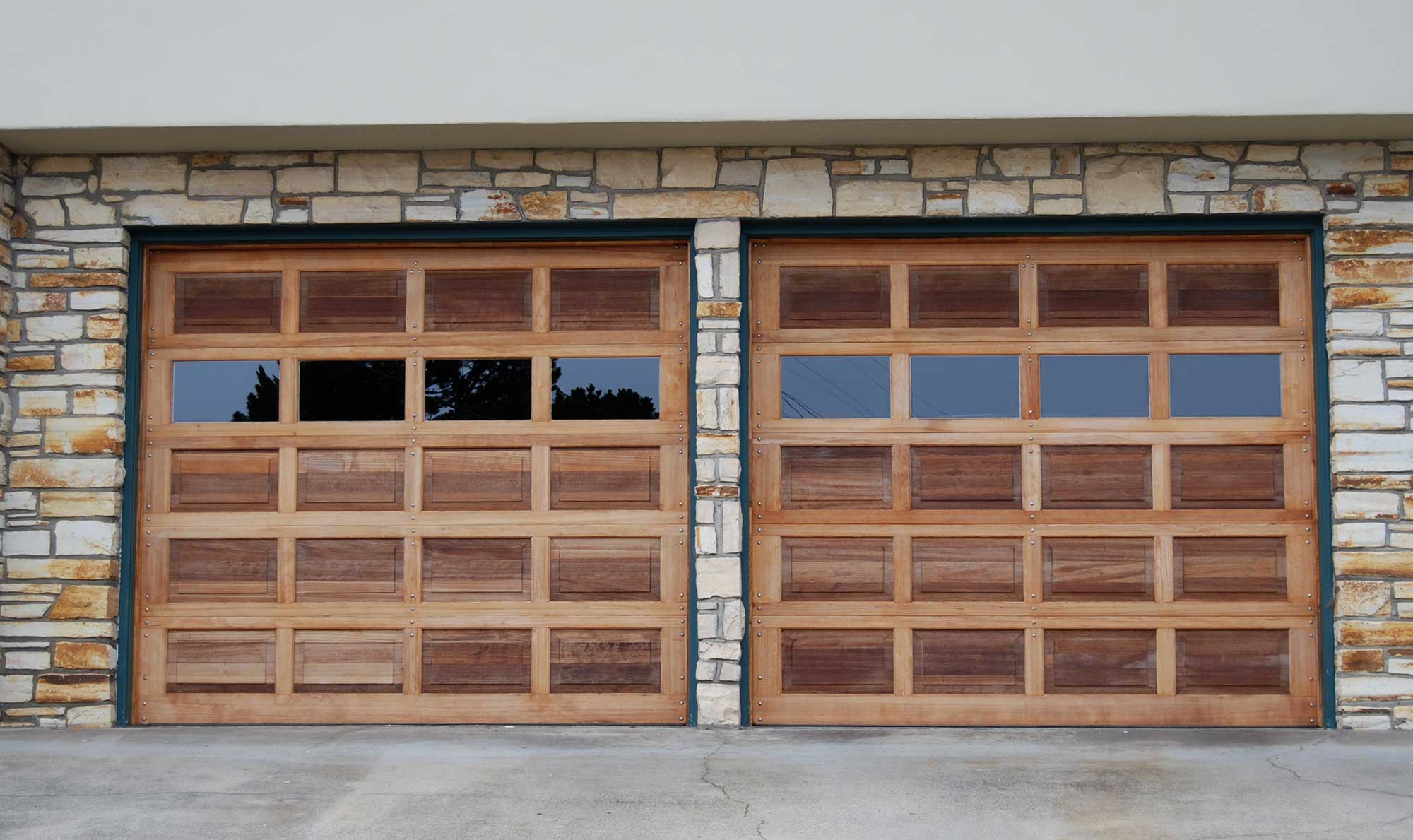New Garage Doors with Windows and Wood Style